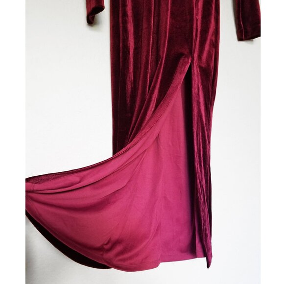 NEW Bardot Morgan Velvet Midi Dress in Burgundy Size 8 Slit Holiday No Belt $119 - Picture 13 of 16